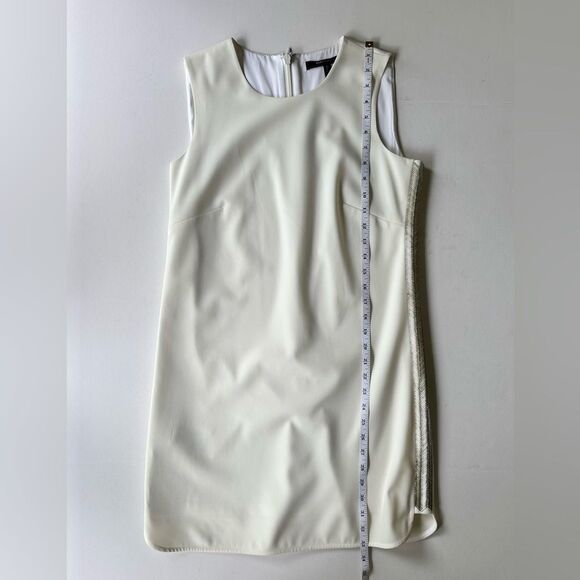 BCBGMAXAZRIA Onyx White Beaded Mini Shift Dress w/ Silver Metallic Size S $338 - Picture 12 of 14